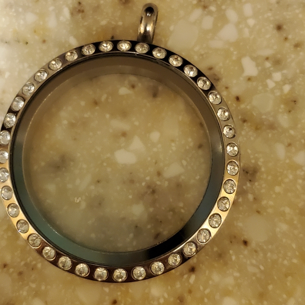 Origami Owl necklace with charms, blessed plate
